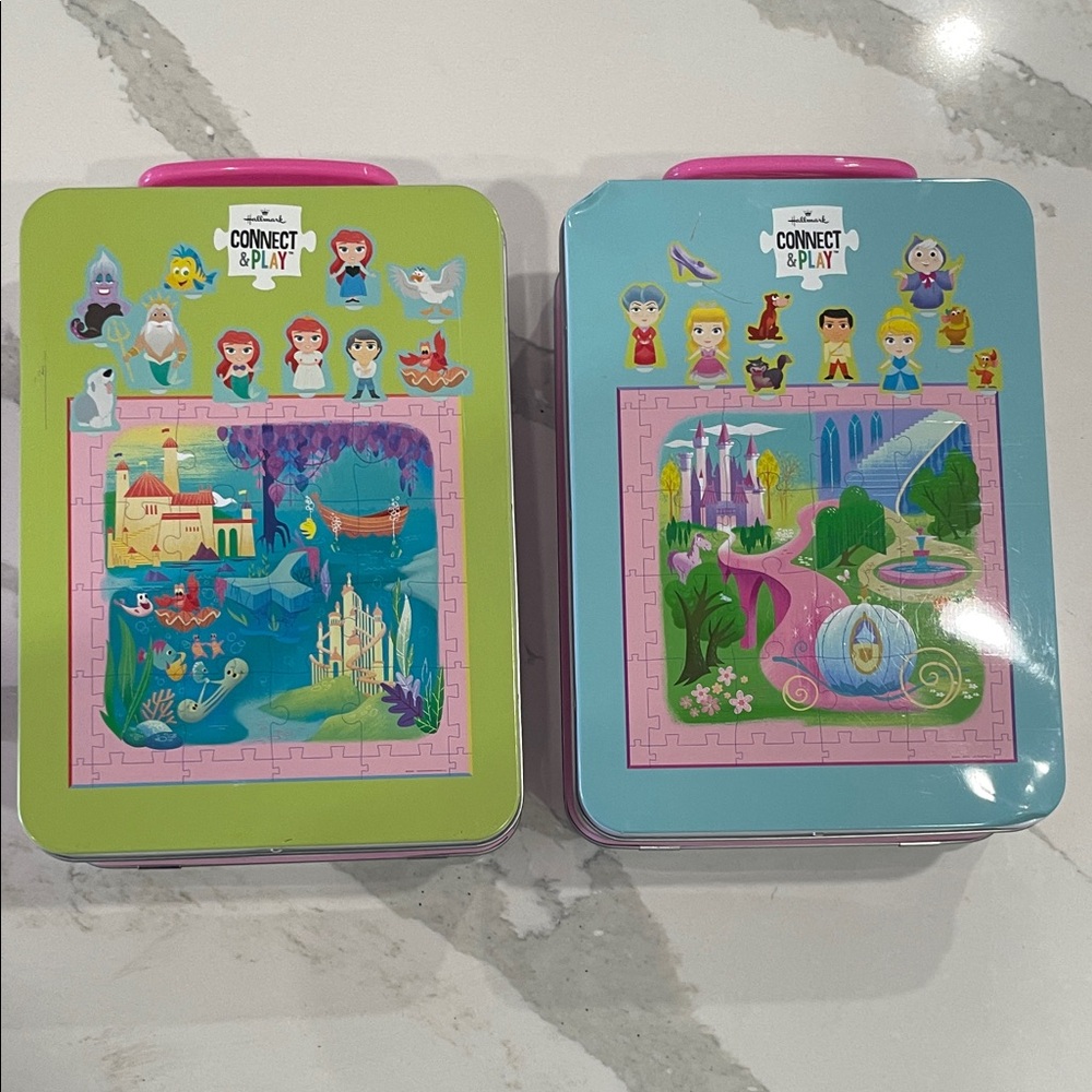 Hallmark kids connect and play puzzles- little mermaid and Cinderella